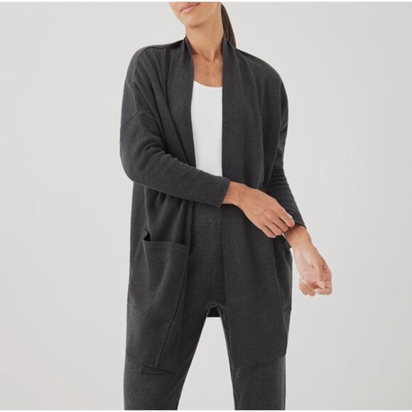 PACT Airplane Open Front Organic Cotton Travel Oversized Wrap Cardigan - M/L - Picture 1 of 9